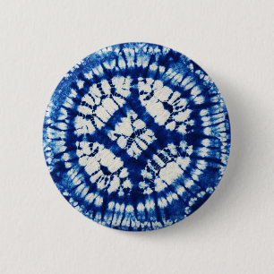 Badge Rond 5 Cm Shibori Tie Dye Mer du Sud Indigo Batik