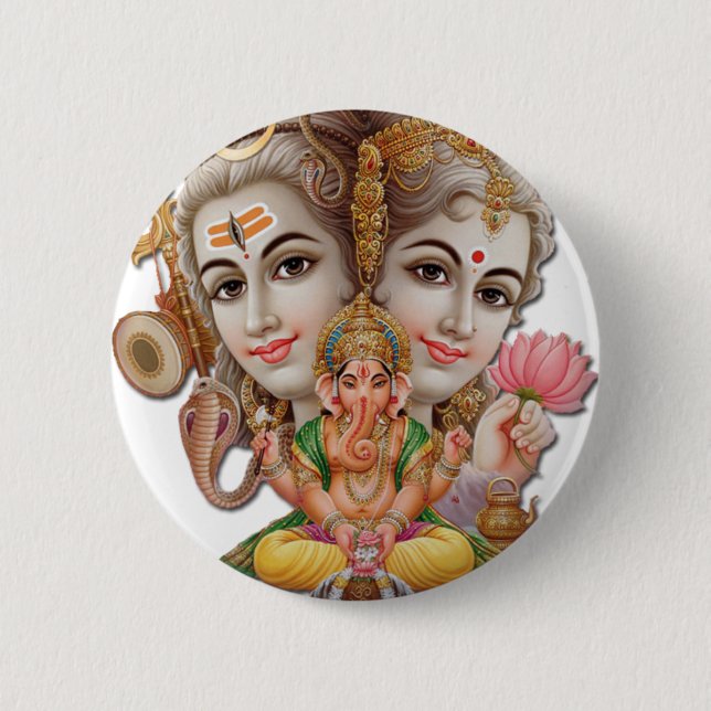 Badge Rond 5 Cm Shiva et famille (Devant)