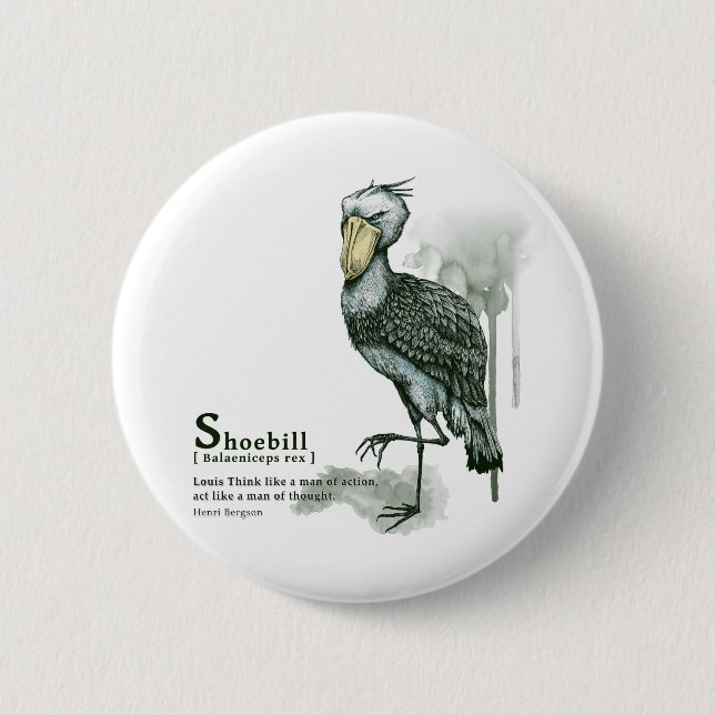 Badge Rond 5 Cm shoebill - ink (Devant)