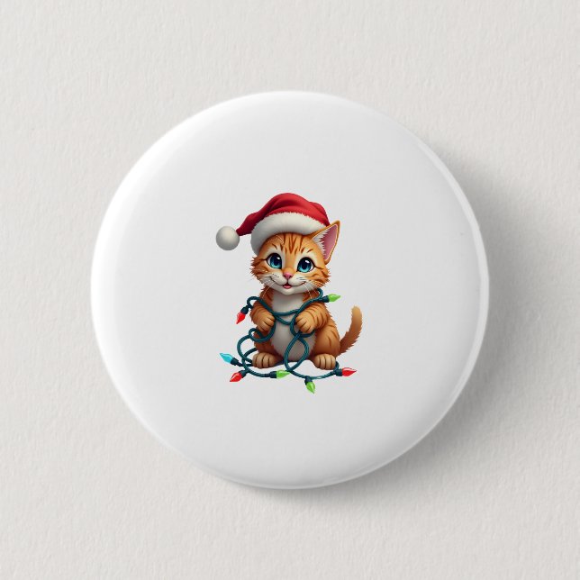 Badge Rond 5 Cm Siamese Cat Christmas V-Neck (3) (Devant)