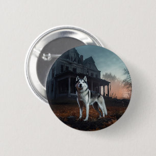 Badge Rond 5 Cm Sibérie Husky Halloween effraie
