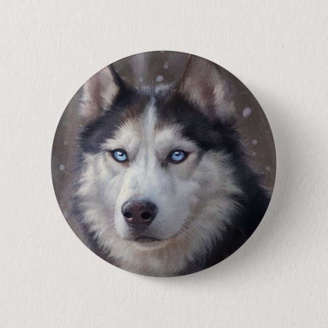 Badge Rond 5 Cm Sibérien Husky (Devant)