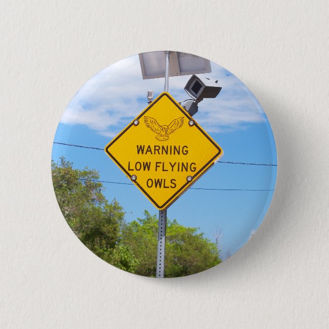 Badge Rond 5 Cm Signal Avertissement Petite Chouette Volante (Devant)