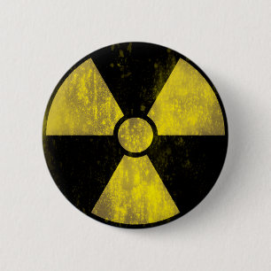 Badge Rond 5 Cm Signal d'avertissement radioactif Grunge Cool
