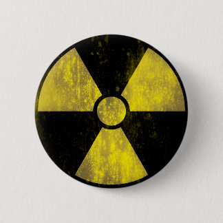 Badge Rond 5 Cm Signal d'avertissement radioactif| Grunge Cool