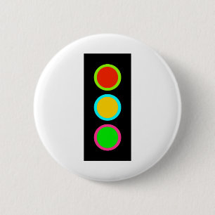 Badge Rond 5 Cm Signal de trafic Stop-Attention-Go Mod Stop Light