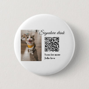 Badge Rond 5 Cm Signature boisson scanner QR code ajouter le nom d
