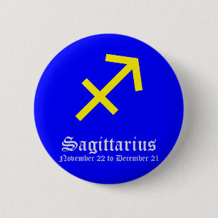 BADGE ROND 5 CM SIGNE ASTROLOGIQUE SAGITTARIUS, SYMBOLE ZODIAC