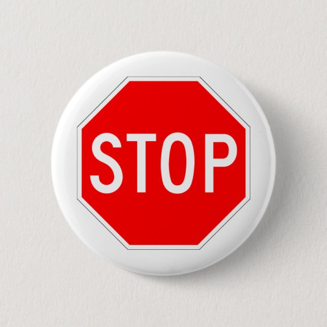 Badge Rond 5 Cm Signe d'arrêt - hexagone de route (Devant)