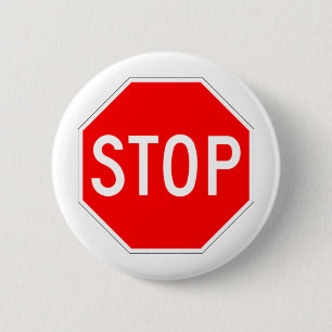 Badge Rond 5 Cm Signe d'arrêt - hexagone de route
