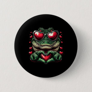 Badge Rond 5 Cm Signe de coeur Main Crocodile Hommes Femmes Crocod