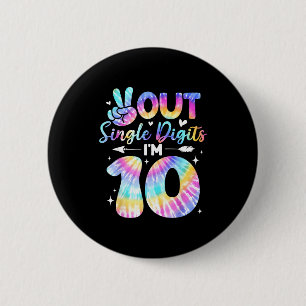 Badge Rond 5 Cm Signe de la paix Double chiffres 10e anniversaire