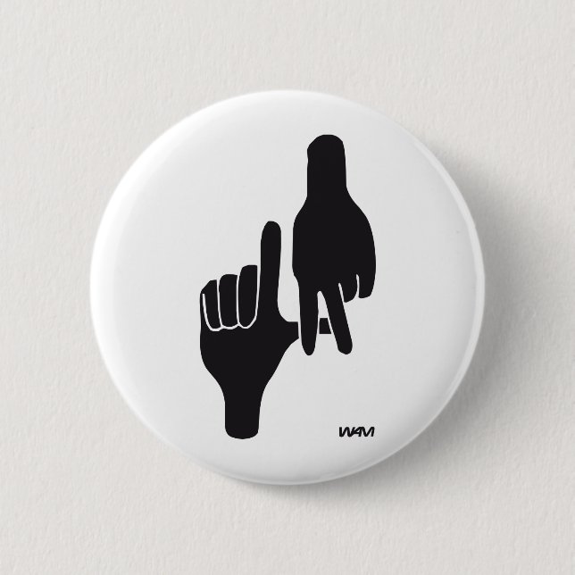 BADGE ROND 5 CM SIGNE DE MAIN DE LA DE LOS ANGELES (Devant)