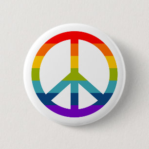 Badge Rond 5 Cm Signe de paix arc-en-ciel