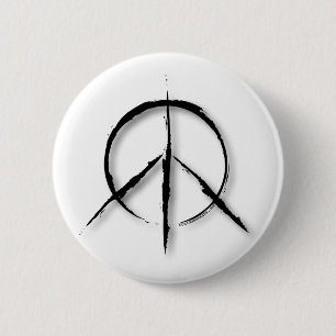 Badge Rond 5 Cm Signe de paix Brushed-1