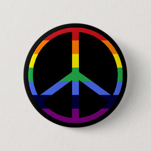Badge Rond 5 Cm Signe de paix d'arc-en-ciel