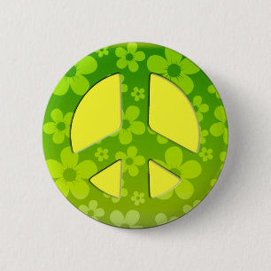 BADGE ROND 5 CM SIGNE DE PAIX FLORAL VERT