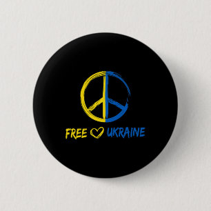 Badge Rond 5 Cm Signe de paix pour femmes hommes drapeau ukrainien