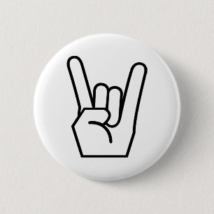 Badge Rond 5 Cm Signe de roche en main