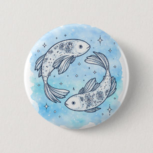 Badge Rond 5 Cm Signe des Poissons
