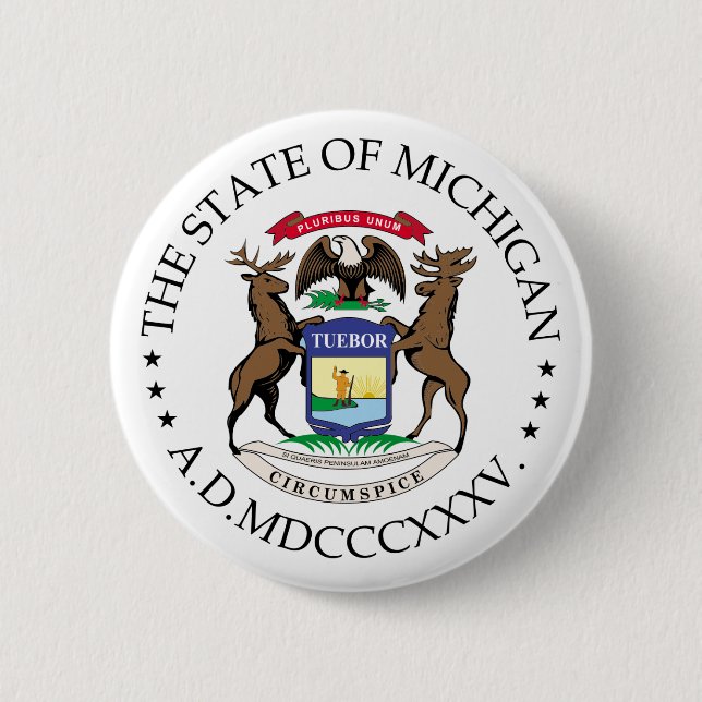 Badge Rond 5 Cm signe du Michigan (Devant)