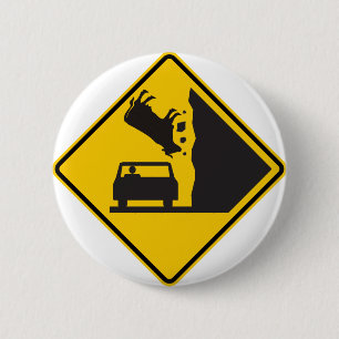 Badge Rond 5 Cm Signe en baisse de route de zone de vache