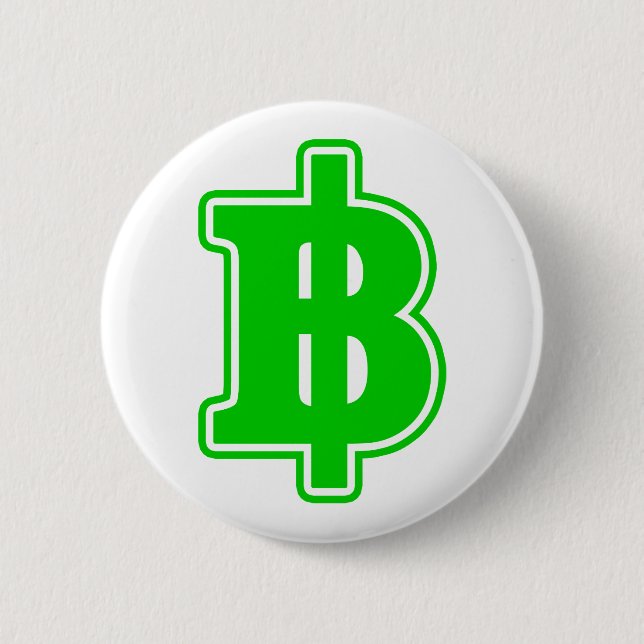 Badge Rond 5 Cm SIGNE VERT BAHT ฿ devises thaïlandaises ฿ (Devant)