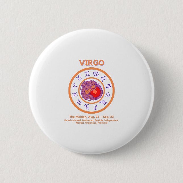 Badge Rond 5 Cm SIGNE Zodiaque - VIRGO (Devant)