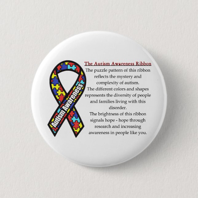 Badge Rond 5 Cm Signification de ruban d'autisme (Devant)