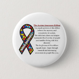 Badge Rond 5 Cm Signification de ruban d'autisme