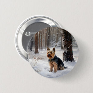 Badge Rond 5 Cm Silencieux Terrier Laisser Il Neige Noël