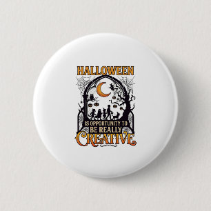 Badge Rond 5 Cm Silhouette Créatif Enfants Halloween Croissant De