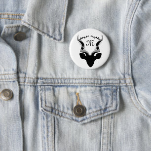 Badge Rond 5 Cm Silhouette d'Antelope foncé avec monogramme Custo
