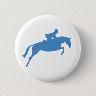 Badge Rond 5 Cm Silhouette de cheval de pullover (bleue)