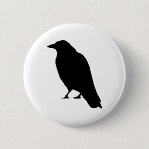 Badge Rond 5 Cm Silhouette de corneille