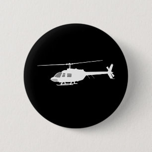 Badge Rond 5 Cm Silhouette de coupe d'hélicoptère noir