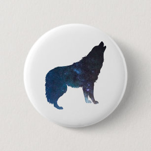 Badge Rond 5 Cm Silhouette de l'univers Wolf - Choisir la couleur 
