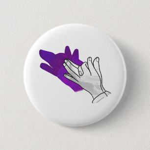 Badge Rond 5 Cm Silhouette de main de loup violet