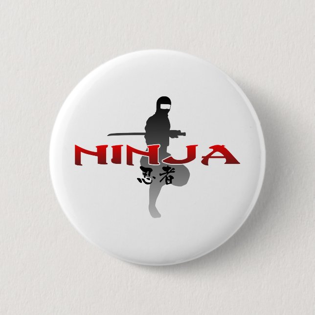 Badge Rond 5 Cm Silhouette de Ninja (Devant)