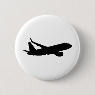 Badge Rond 5 Cm Silhouette de noir de revêtement de jet d'avions à