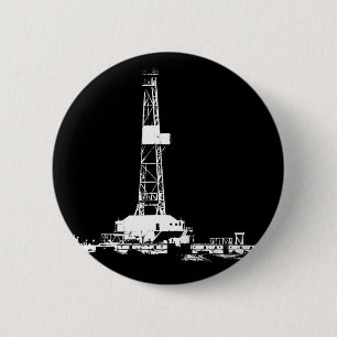 Badge Rond 5 Cm Silhouette de plate-forme de forage