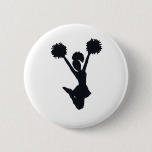 Badge Rond 5 Cm Silhouette de pom-pom girl
