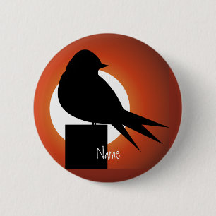 Badge Rond 5 Cm Silhouette d'oiseau noir Soleil Thunder_Cove