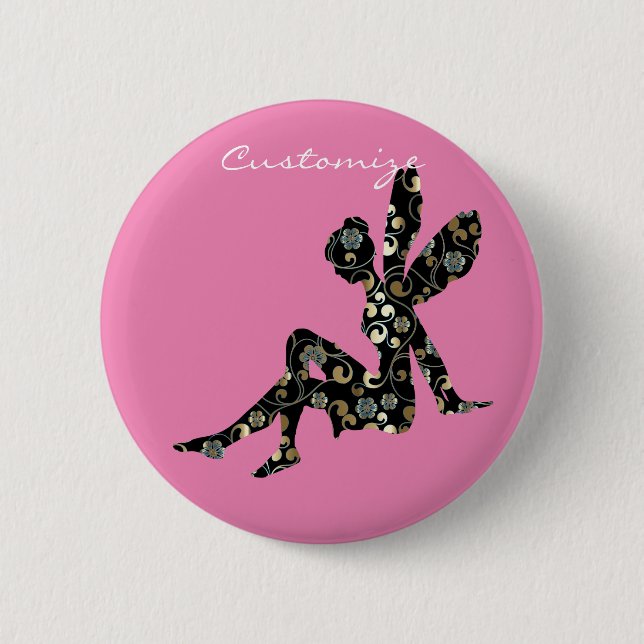 Badge Rond 5 Cm Silhouette fée Thunder_Cove (Devant)
