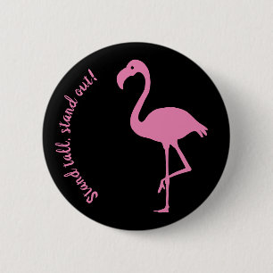 Badge Rond 5 Cm Silhouette Flamant rose "Debout, Debout"