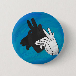 Badge Rond 5 Cm Silhouette main Billy Chèvre bleu