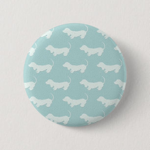 Badge Rond 5 Cm Silhouettes blanches de teckel mignon sur