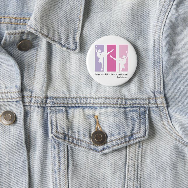 Badge Rond 5 Cm Silhouettes de Ballerina en rose (En situation)