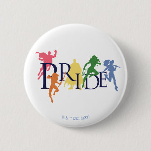 Badge Rond 5 Cm Silhouettes de personnage de la Ligue de la Justic