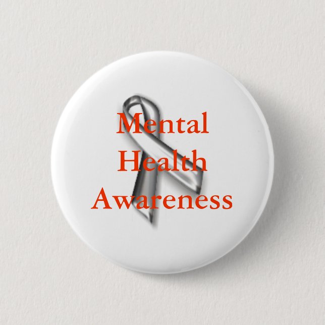 Badge Rond 5 Cm Silver_ribbon, conscience de santé mentale (Devant)